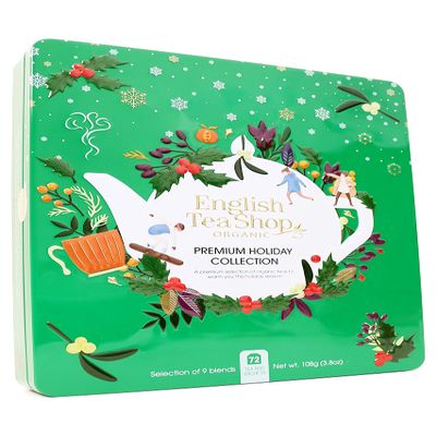 English Tea Shop Premium Holiday Collection Green Gift Tin | 72 Tea Bag Sachets | 108g