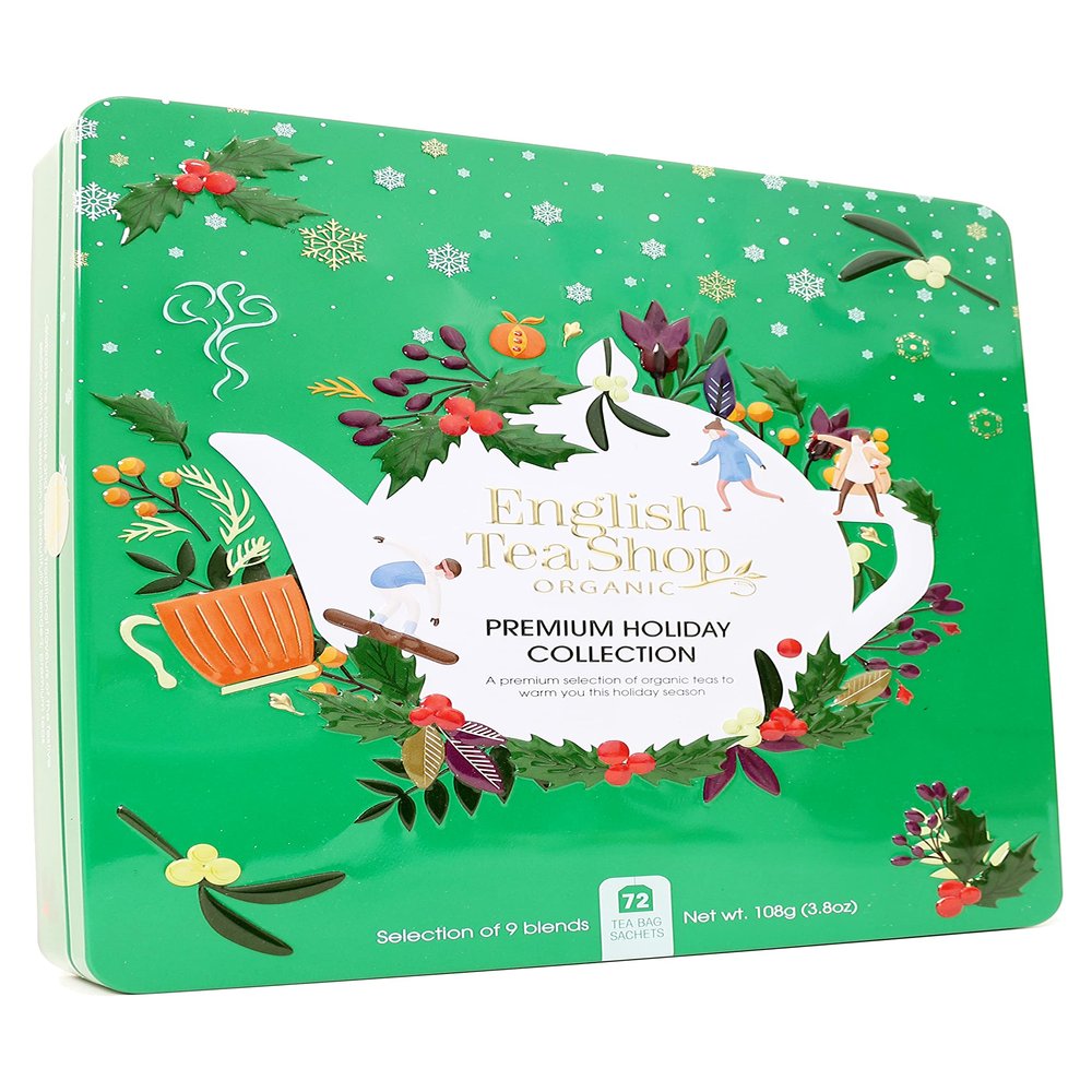 English Tea Shop Premium Holiday Collection Green Gift Tin | 72 Tea Bag Sachets | 108g