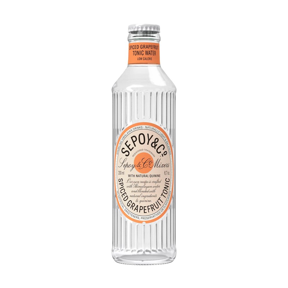 SEPOY & CO. Spiced Grapefruit Tonic Water - 12 x 200ml | Low Calorie, Less Sugar | Pure Himalayan Water & 100% Natural Ingredients | Premium Gin & Tonic Mixer