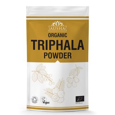 Ausha Organic TRIPHALA Powder - 100 Grams - Gut Health, Constipation Relief, Cleansing, Vitamin C, Digestion l Certified Organic by Soil Association