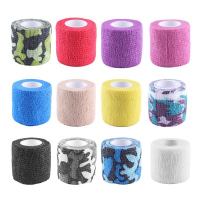 12 Pack Self Adhesive Bandages, Non-Woven Self Adherent Cohesive Tape Bandages Rolls Pet Vet Wrap Tapes Strong Elastic Stretch Sport Tape for Wrist, Ankle Sprains & Swelling - 2" x5 Yards (12 Colors)