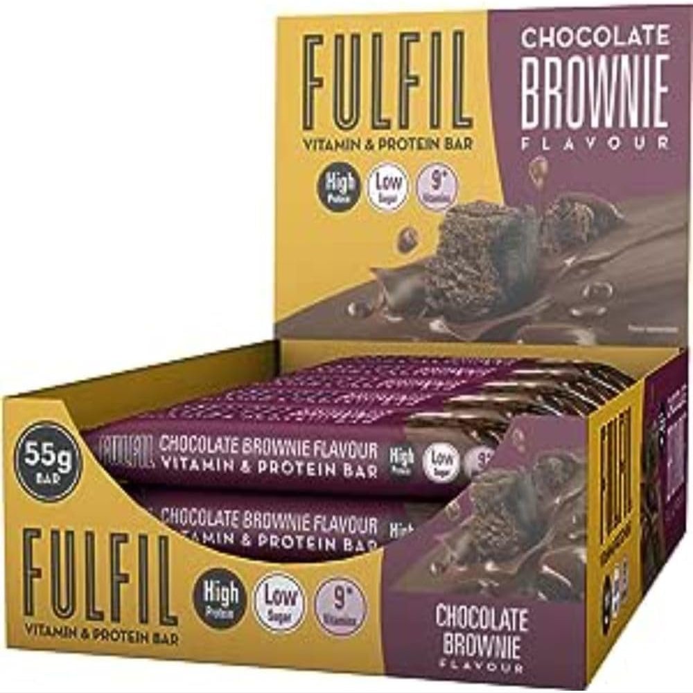 Fulfil Vitamin and Protein Bar (15 x 55 g Bars)  Chocolate Brownie Flavour  20 g High Protein, 9 Vitamins, Low Sugar