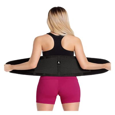 Tecnomed Waist Trainer for Women: Premium Waist Trimmer, Sweat Belt While Working Out, Postpartum Support Belly Band Black, Black, Large