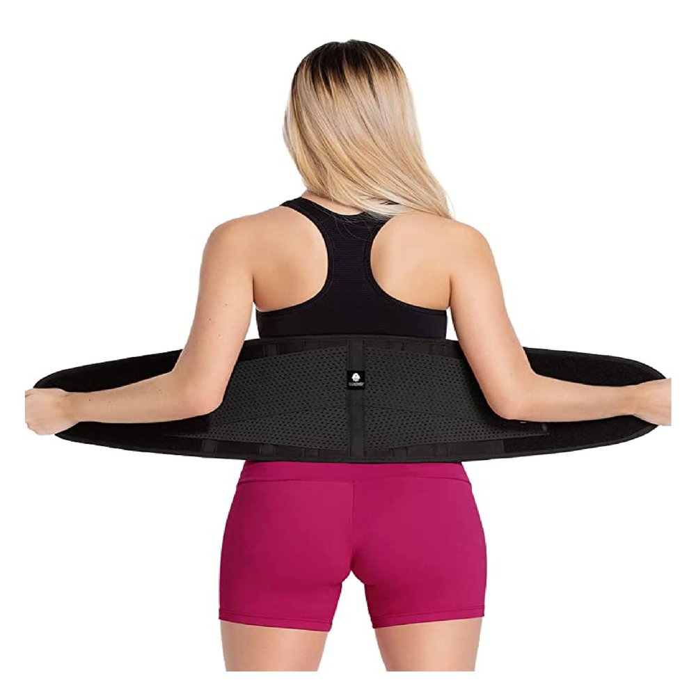 Tecnomed Waist Trainer for Women: Premium Waist Trimmer, Sweat Belt While Working Out, Postpartum Support Belly Band Black, Black, Large