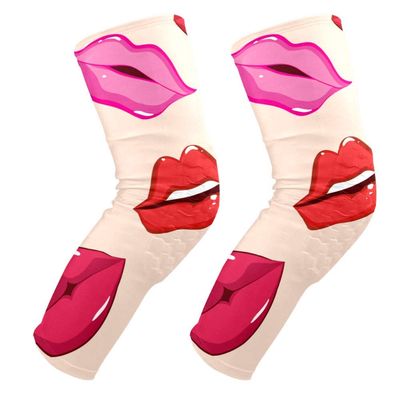 EZIOLY Print of Lips Knee Pads, Basketball Football Volleyball Honeycomb Leg Sleeve Kneepad Protector Padded Support Knee Brace for Men Women