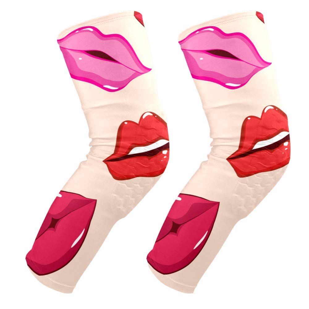 EZIOLY Print of Lips Knee Pads, Basketball Football Volleyball Honeycomb Leg Sleeve Kneepad Protector Padded Support Knee Brace for Men Women