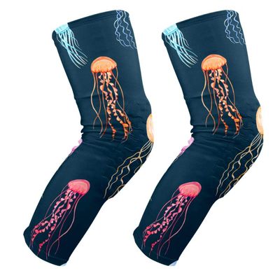 EZIOLY Watercolor Jellyfish Knee Pads, Basketball Football Volleyball Honeycomb Leg Sleeve Kneepad Protector Padded Support Knee Brace for Men Women