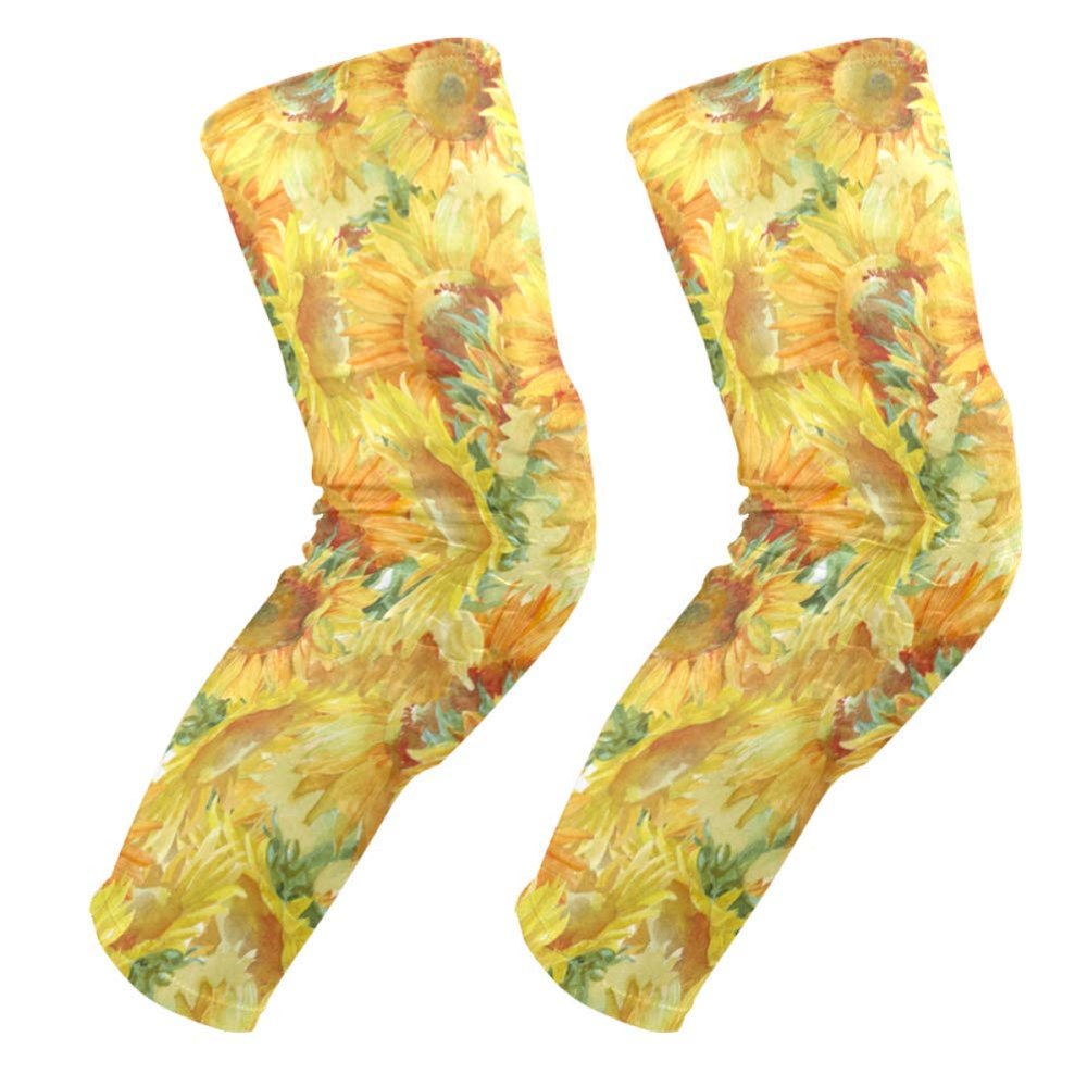 EZIOLY Sunflowers Watercolor Knee Pads, Basketball Football Volleyball Honeycomb Leg Sleeve Kneepad Protector Padded Support Knee Brace for Men Women