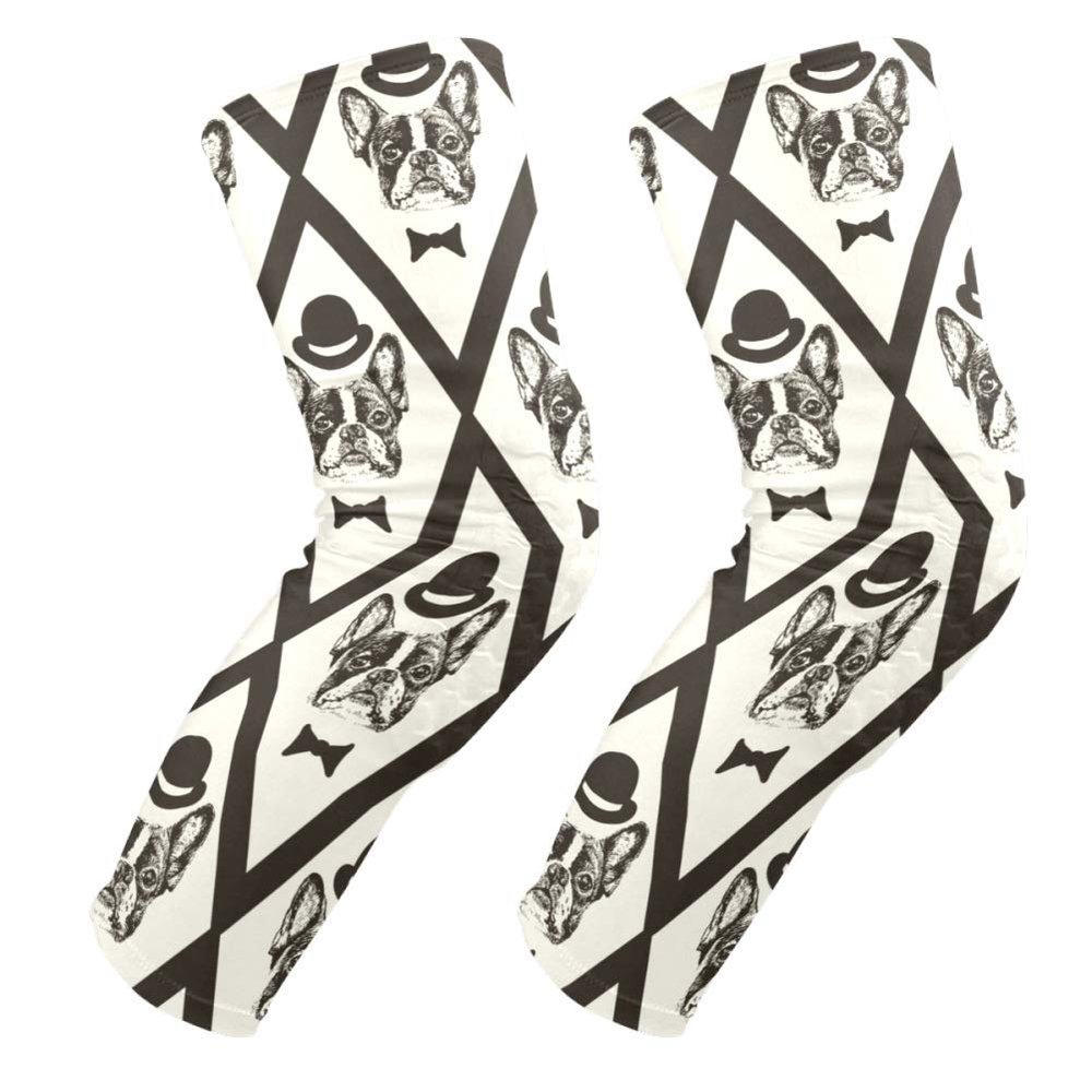 EZIOLY Hipster French Bulldog Dog Puppy Knee Pads, Basketball Football Volleyball Honeycomb Leg Sleeve Kneepad Protector Padded Support Knee Brace for Men Women