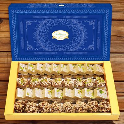 Ghasitaram Gifts Bhaidooj Gifts Bhaidooj Sweet - Assorted Box of Barfis, Dryfruit Sweets 800 GMS