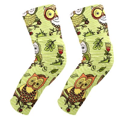 EZIOLY Flowers and Owls Knee Pads, Basketball Football Volleyball Honeycomb Leg Sleeve Kneepad Protector Padded Support Knee Brace for Men Women