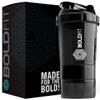 Boldfit Gym Spider Shaker Bottle 500ml with Extra Compartment, Ideal for Protein, Preworkout and BCAAs, BPA Free Material Sipper Bottle (Black) view 1