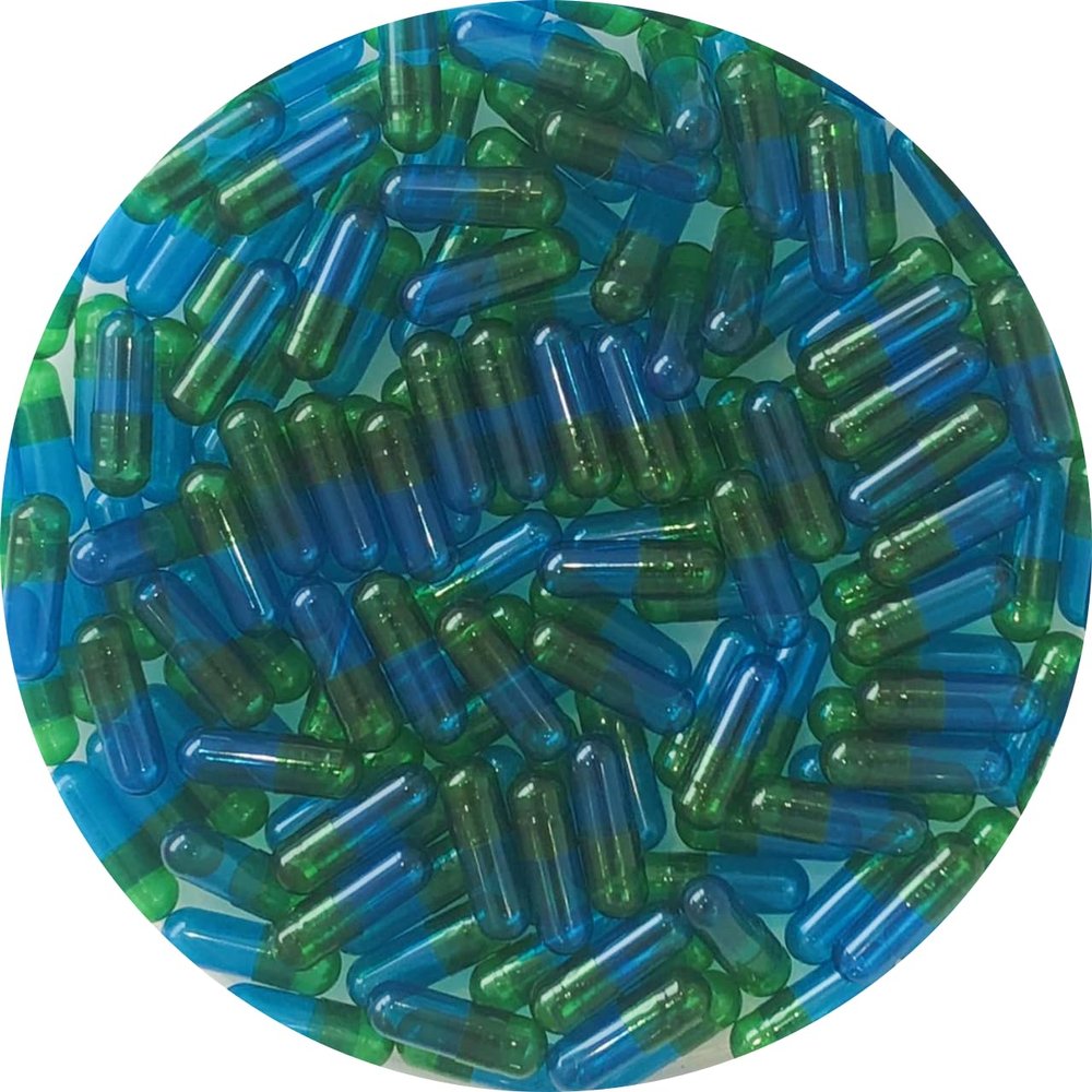 DR T&T 1000 Empty gelatin gelatine Capsules capsule size 3 green clear/blue clear EU product
