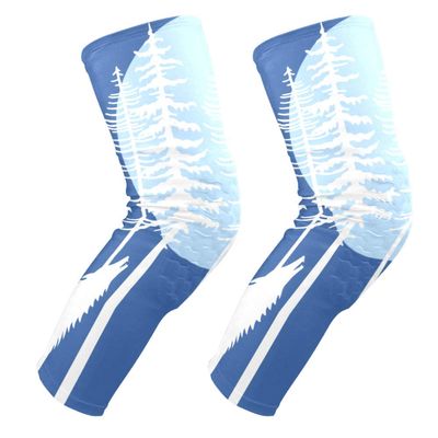 EZIOLY Howling Wolf in Fir Tree Forest Knee Pads, Basketball Football Volleyball Honeycomb Leg Sleeve Kneepad Protector Padded Support Knee Brace for Men Women