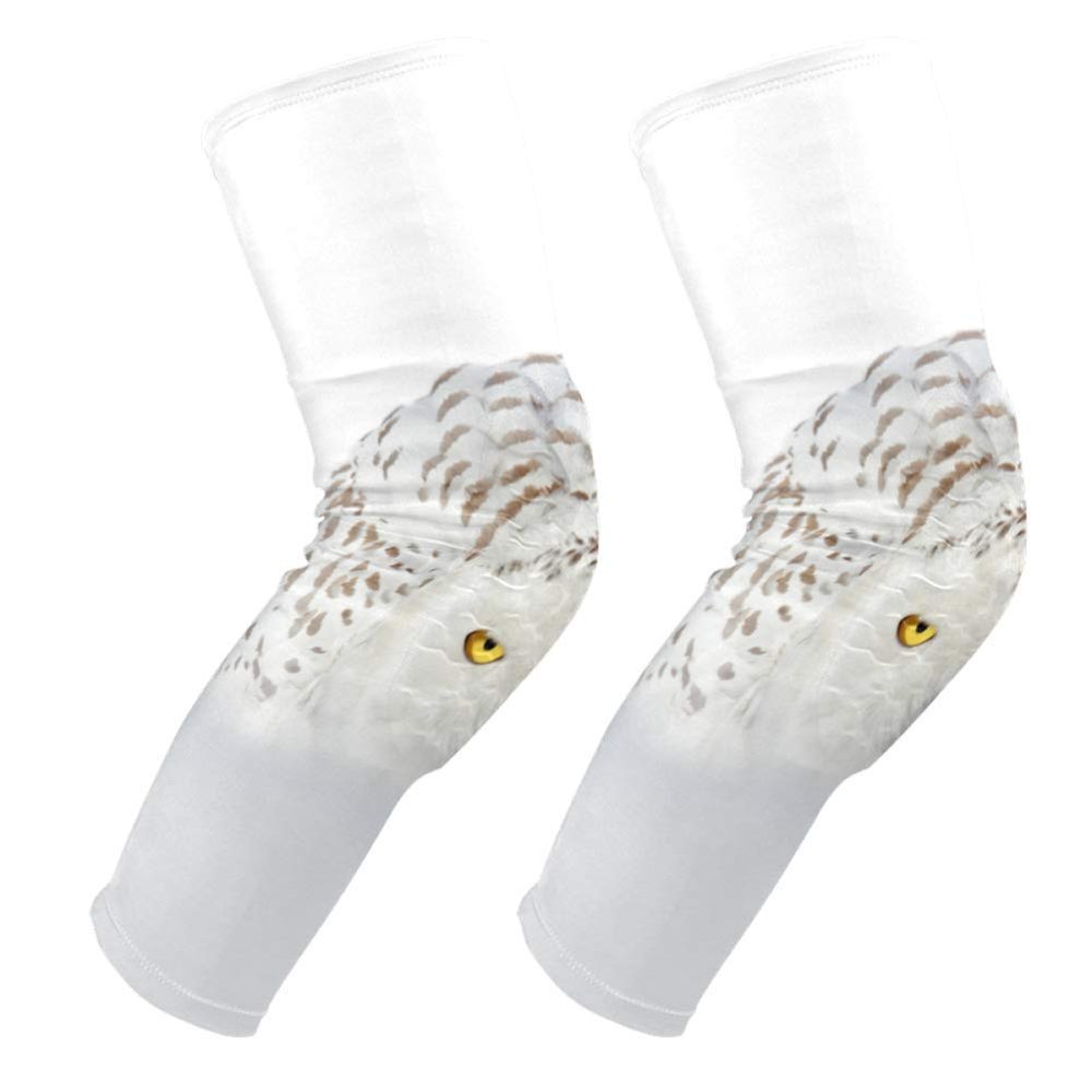 EZIOLY Snowy Owl White Rare Bird Knee Pads, Basketball Football Volleyball Honeycomb Leg Sleeve Kneepad Protector Padded Support Knee Brace for Men Women