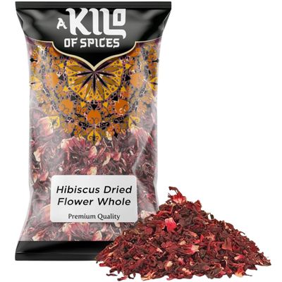 A Kilo of Spices | Hibiscus Whole Dried Flower Tea 500g | Sun-Dried | Vegan | GMO-Free | Rich in Antioxidants and Refreshing Flavors | Ideal For Hibiscus Tea