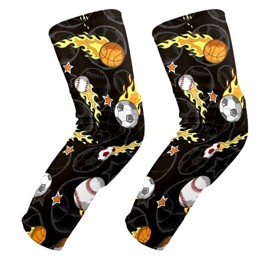 EZIOLY Sports Balls Soccer Vollyball Fire Knee Pads, Basketball Football Volleyball Honeycomb Leg Sleeve Kneepad Protector Padded Support Knee Brace for Men Women