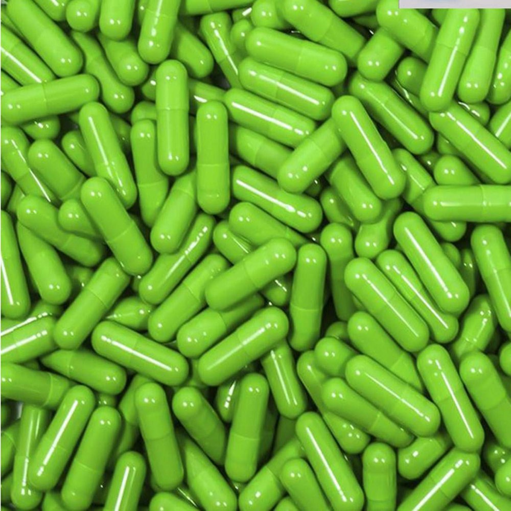 DR T&T 10000 Empty Gelatin Capsules Capsule Size 0 Lime Flavored Light Green Size 0 size0