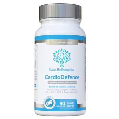 CardioDefence 90 Capsules a Precise Balance of CoQ10, D-Ribose, Acetyl L-Carnitine, B Vitamins and MCT to contribute to The Normal Function of The Heart and Reduce Tiredness and Fatigue