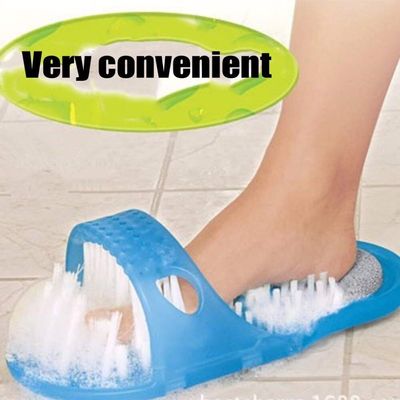 1PCS Shower Foot Feet Cleaner Scrubber Washer Foot Massage Health Care Household Bathroom Stone Massager Slipper Blue