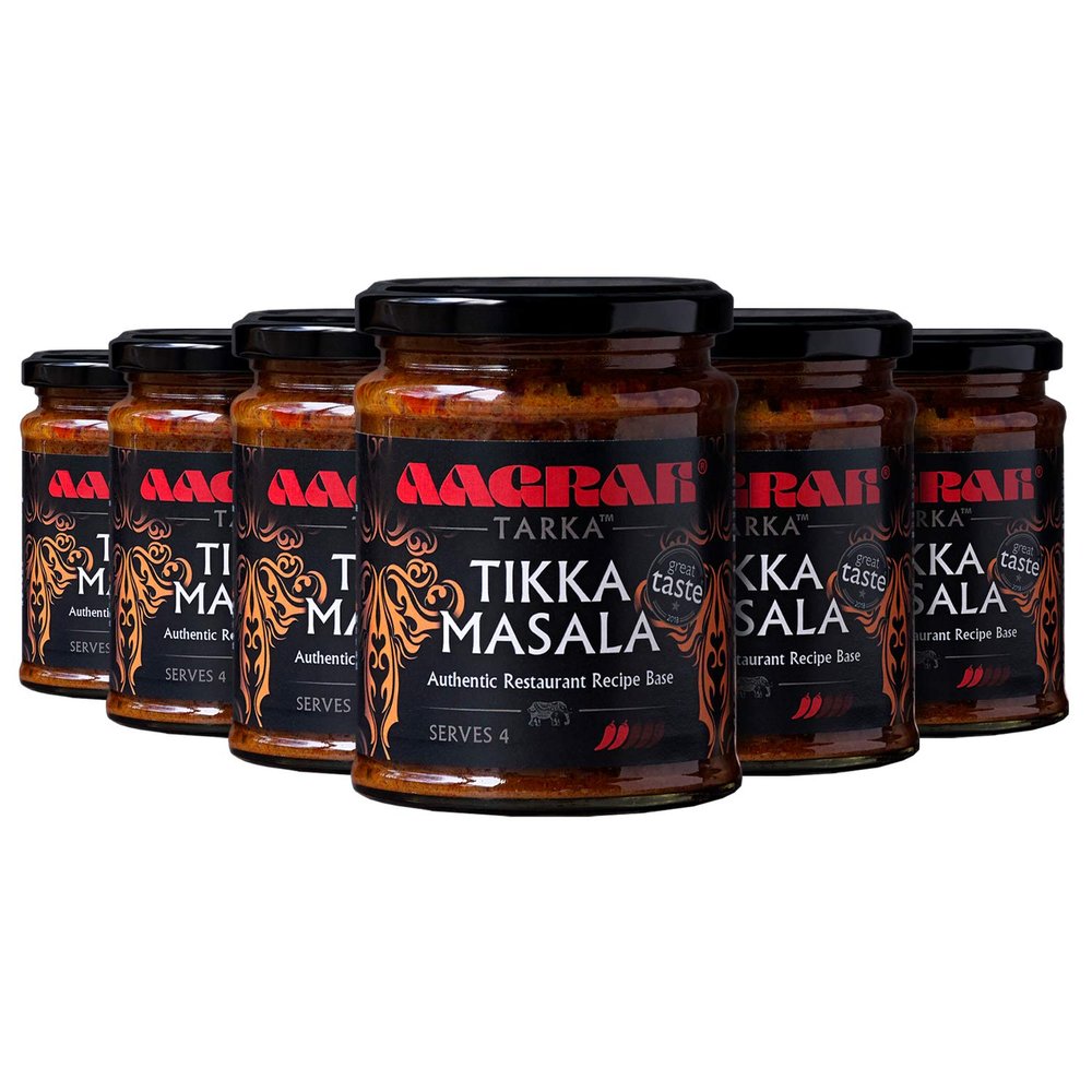 Aagrah Tikka Masala Tarka Indian Curry Cooking Sauce - Authentic Restaurant Recipe Base - Medium Heat - 270g Jar Serves 3-4 - Pack of 6