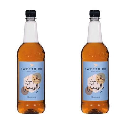 2 x 1 Litre Sweetbird Coffee, Cocktail, Cooking, Iced Tea Drink Syrup Multi Flavours (2 x Vanilla Sugar Free)