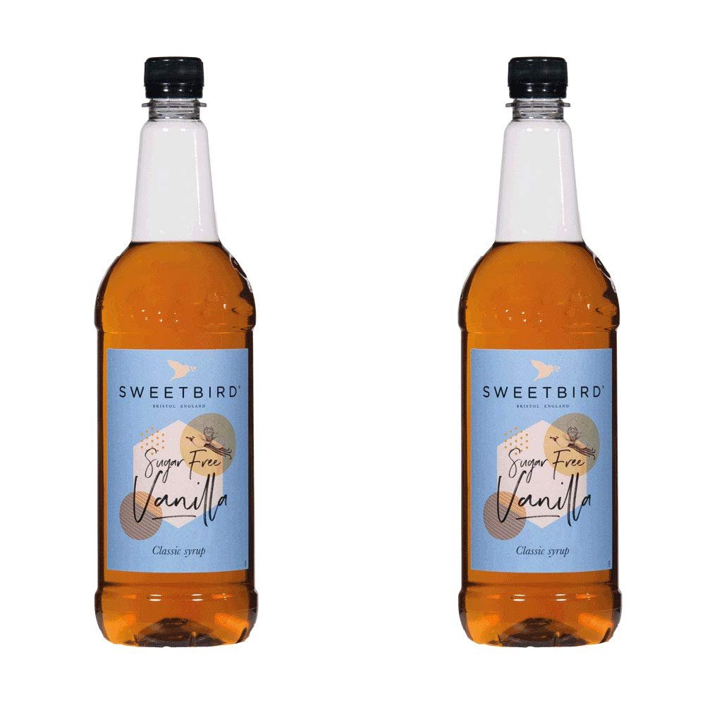2 x 1 Litre Sweetbird Coffee, Cocktail, Cooking, Iced Tea Drink Syrup Multi Flavours (2 x Vanilla Sugar Free)