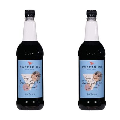 2 x 1 Litre Sweetbird Coffee, Cocktail, Cooking, Iced Tea Drink Syrup Multi Flavours (2 x Peach Iced Tea Sugar Free)