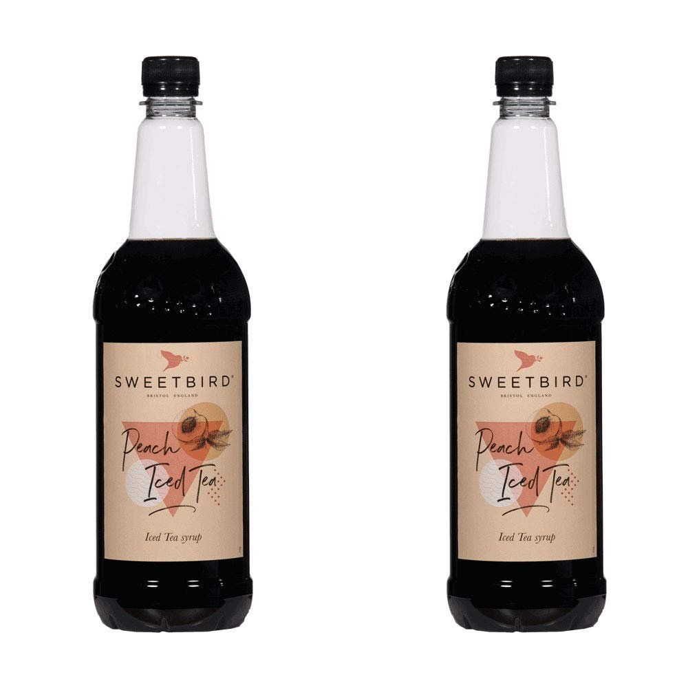 2 x 1 Litre Sweetbird Coffee, Cocktail, Cooking, Iced Tea Drink Syrup Multi Flavours (2 x Peach Iced Tea)