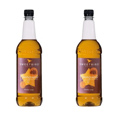 2 x 1 Litre Sweetbird Coffee, Cocktail, Cooking, Iced Tea Drink Syrup Multi Flavours (2 x Honeycomb)