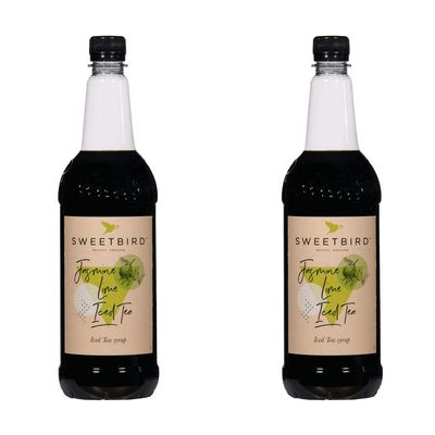 2 x 1 Litre Sweetbird Coffee, Cocktail, Cooking, Iced Tea Drink Syrup Multi Flavours (2 x Jasmine Lime Iced Tea)