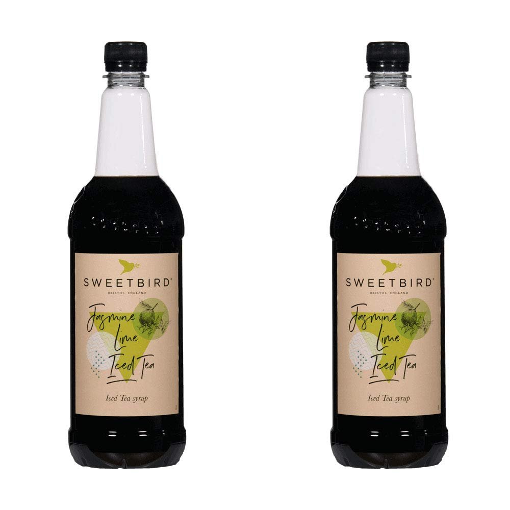 2 x 1 Litre Sweetbird Coffee, Cocktail, Cooking, Iced Tea Drink Syrup Multi Flavours (2 x Jasmine Lime Iced Tea)