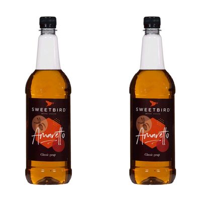 2 x 1 Litre Sweetbird Coffee, Cocktail, Cooking, Iced Tea Drink Syrup Multi Flavours (2 x Amaretto)