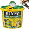 Big Wipes Multi-Surface Cleaning Wipes  Absorbent Surface & Hand Wipes  4 Power Solvents & 4 Skin Conditioners  Industrial Cleaning Products  Heavy Duty Hand Cleaner  Dispenser Bucket x240 view 1