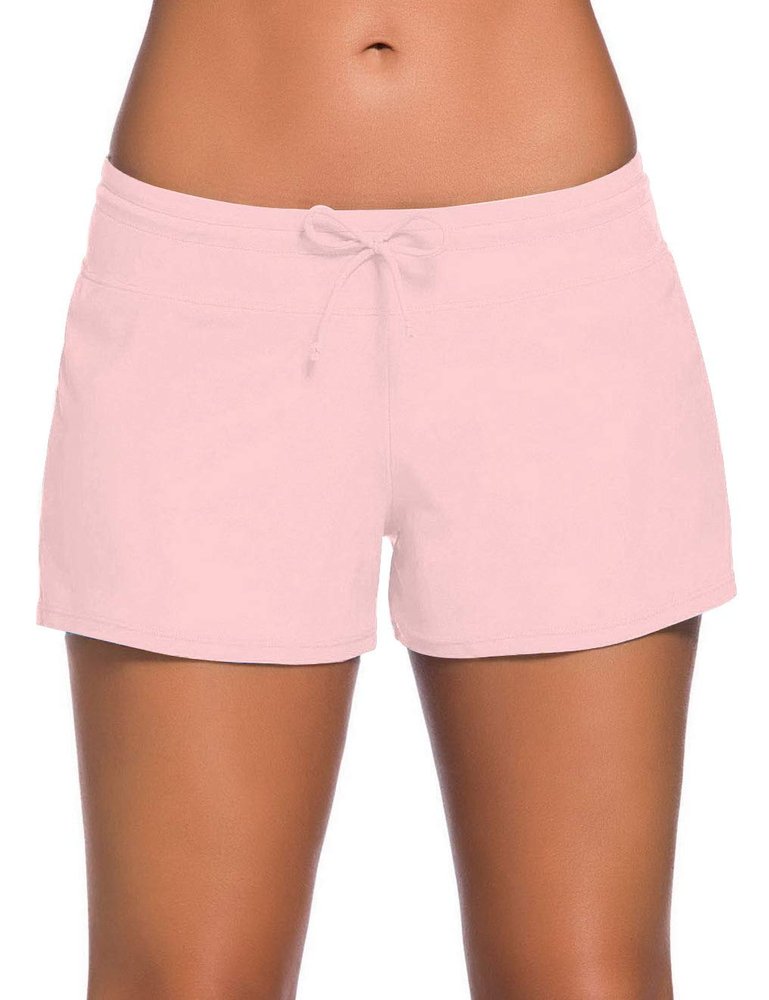 ChinFun Women's Board Shorts Swimswear Bottoms Tankini Swim Bathing Briefs Swimsuit Boardshorts Beach Trunks with Liner, Size Improved-light Pink, XX-Large