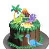 Dinosaur Theme Happy Birthday Cake Toppers with Coconut Tree Volcano view 1