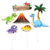 Dinosaur Theme Happy Birthday Cake Toppers with Coconut Tree Volcano view 2