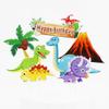 Dinosaur Theme Happy Birthday Cake Toppers with Coconut Tree Volcano view 3