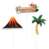Dinosaur Theme Happy Birthday Cake Toppers with Coconut Tree Volcano view 4