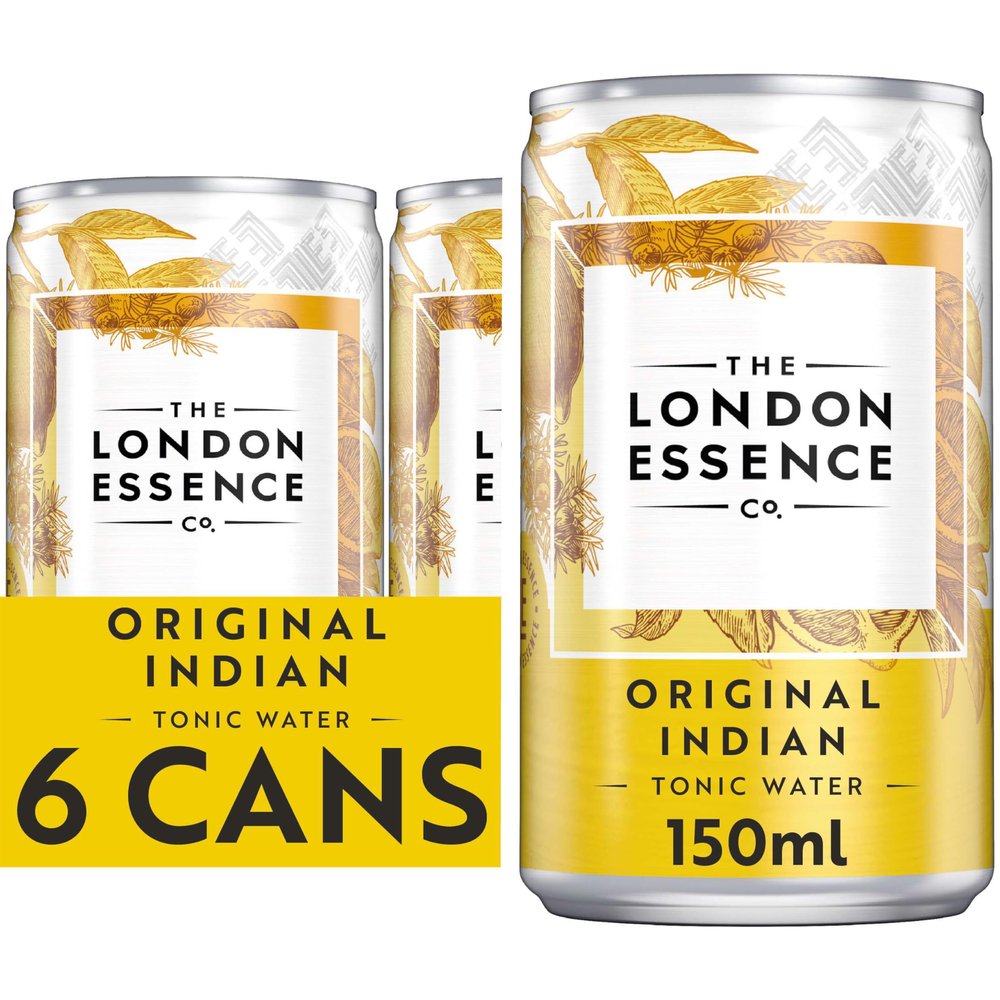 The London Essence Co. Original Indian Tonic, Premium Cocktail Mixer, 150ml, Pack of 6 cans, No Artificial Colours Preservatives or flavours, Low Calorie
