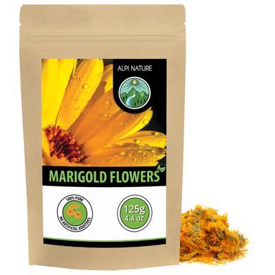 Alpi Nature Calendula Tea 125g 4.4 oz, Whole Dried Marigold Flowers, Calendula Loose Blossom Tea