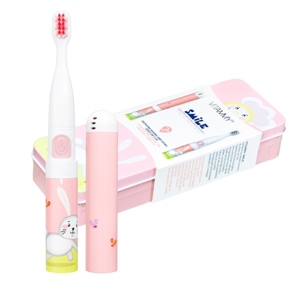 VITAMMY Smile Kids Sonic Toothbrush (Pink-Bunny) Available in 4 Different Animal Patterns & Colours for Children Aged 3yrs +