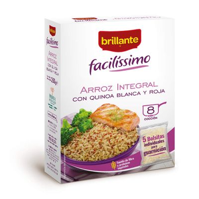 Brillante Facilissimo, Brown Rice with White Quinoa, 5 x 50g Bags, Box of 250g in Total