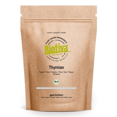 Biotiva Thyme Herb Organic 200g - Real thyme, cut - Thymus vulgaris - without separating agents - bottled and controlled in Germany (DE-KO-005)