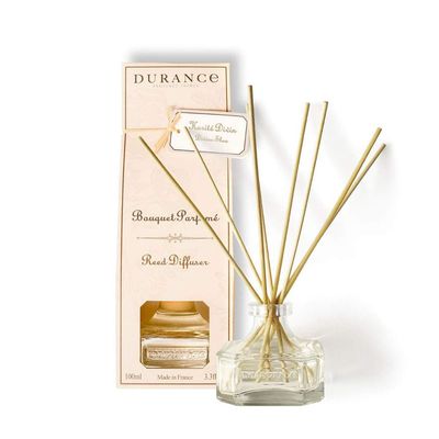 DURANCE Scented Reed Diffuser 100ml - Divine Shea Fragrance - Glass Bottle & 8 Reed Sticks - Aromatherapy Air Freshener - Room Fragrance