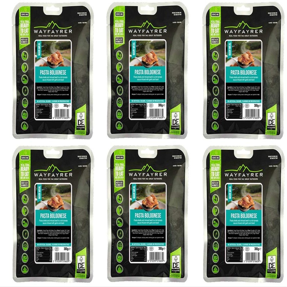Wayfayrer Ration Packs - 6 Pack - 300g - Wayfarer Meals - Expedition, Hiking, Survival & Camping Food - Emergency Food Rations Long Life for 3 Years - Official DOFE Food - Boil in The Bag Meals