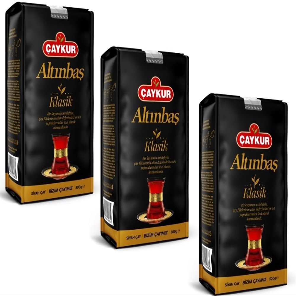 3 x 500 g Caykur Altinbas Tea Black Loose Turkish Tea + Oriental Fine Food Nazar Keyring