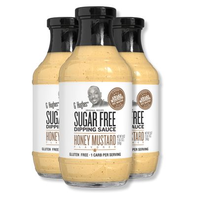 G Hughes Sugar Free Barbecue Sauce - Honey Mustard Sugar Free Dipping Sauce 18 Ounce Each - (3 Pack)