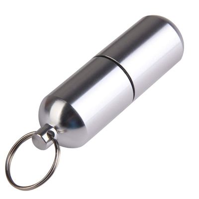8.5CM Large Pill Cases for Outdoor Travel Delicate Aluminum Waterproof Medicine Box Drug Capsule Cartridge Pillcase Keychain FB,Blue