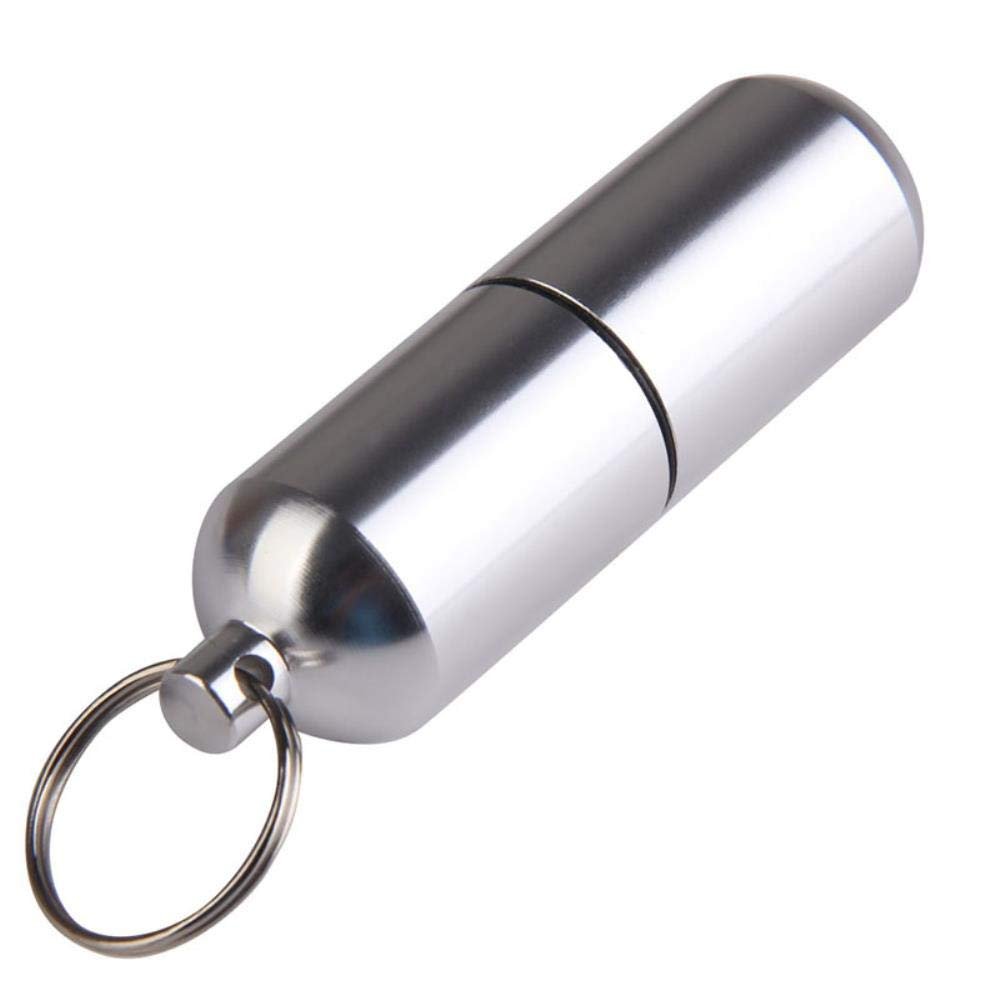 8.5CM Large Pill Cases for Outdoor Travel Delicate Aluminum Waterproof Medicine Box Drug Capsule Cartridge Pillcase Keychain FB,Blue